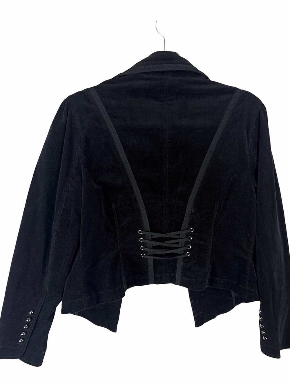 White House Black Market black corduroy open front lace up back blazer size 8 - Picture 2 of 7
